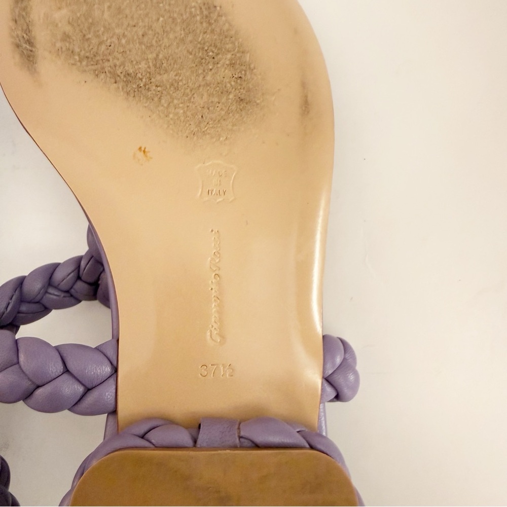 Gianvito Rossi Ravello Braided Napa Thong Lavender Leather Sandals Size 37.5 - Picture 7 of 7